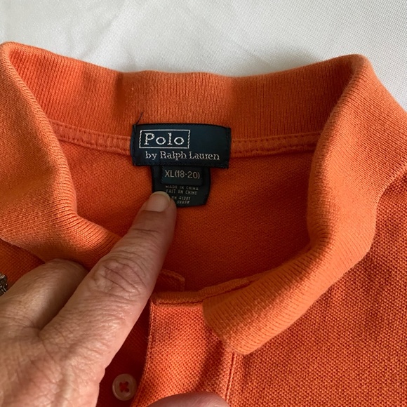 Polo shirt - Orange with blue polo - Picture 2 of 7